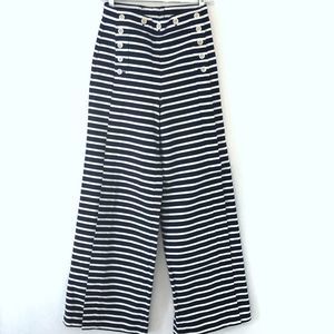 J. Crew Petite Striped Sailor Pant Wide Leg